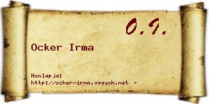 Ocker Irma névjegykártya